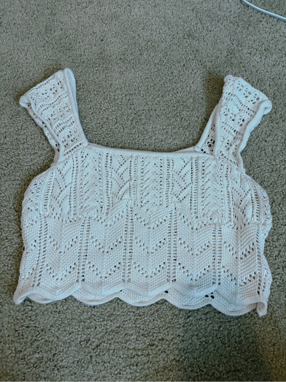Aeropostale White Crochet Knit Crop Tank